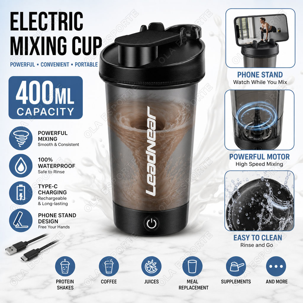 Nutrition And Fitness - Telefon Tutuculu Elektrikli Karıştırma Kabı 400ML